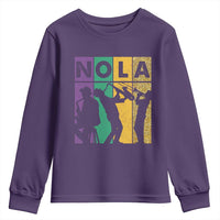 Mardi Gras NOLA New Orleans Carnival Jazz Music Glitter Print Youth Sweatshirt