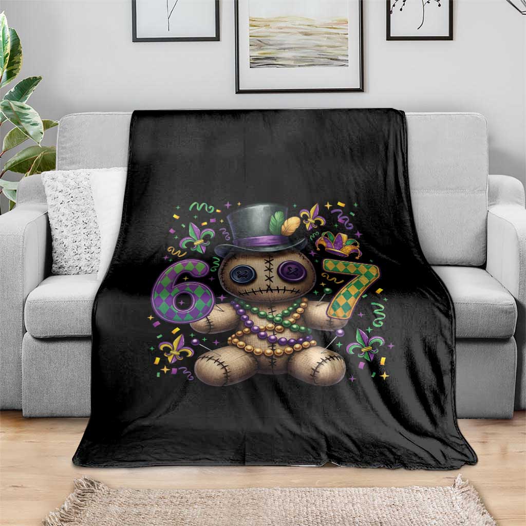 Funny Mardi Gras 67 Voodoo Doll Throw Blanket Fat Tuesday Six Seven Meme