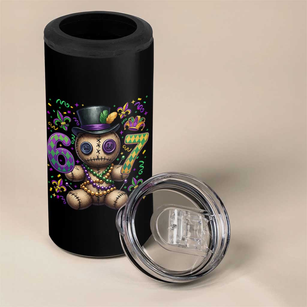 Funny Mardi Gras 67 Voodoo Doll 4 in 1 Can Cooler Tumbler Fat Tuesday Six Seven Meme