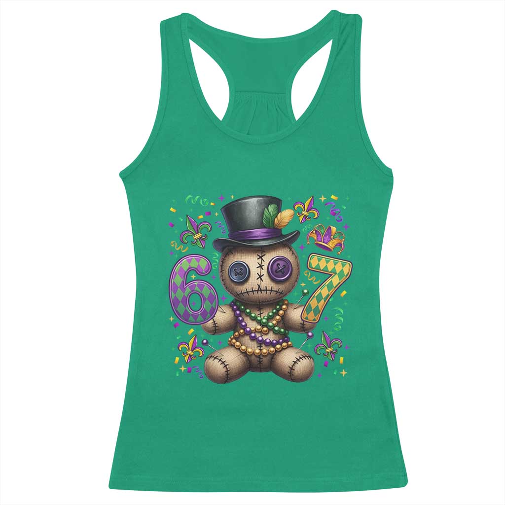 Funny Mardi Gras 67 Voodoo Doll Racerback Tank Top Fat Tuesday Six Seven Meme