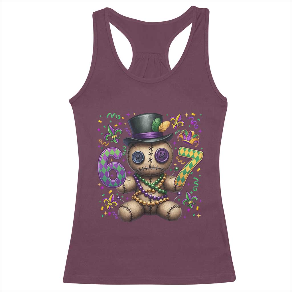 Funny Mardi Gras 67 Voodoo Doll Racerback Tank Top Fat Tuesday Six Seven Meme