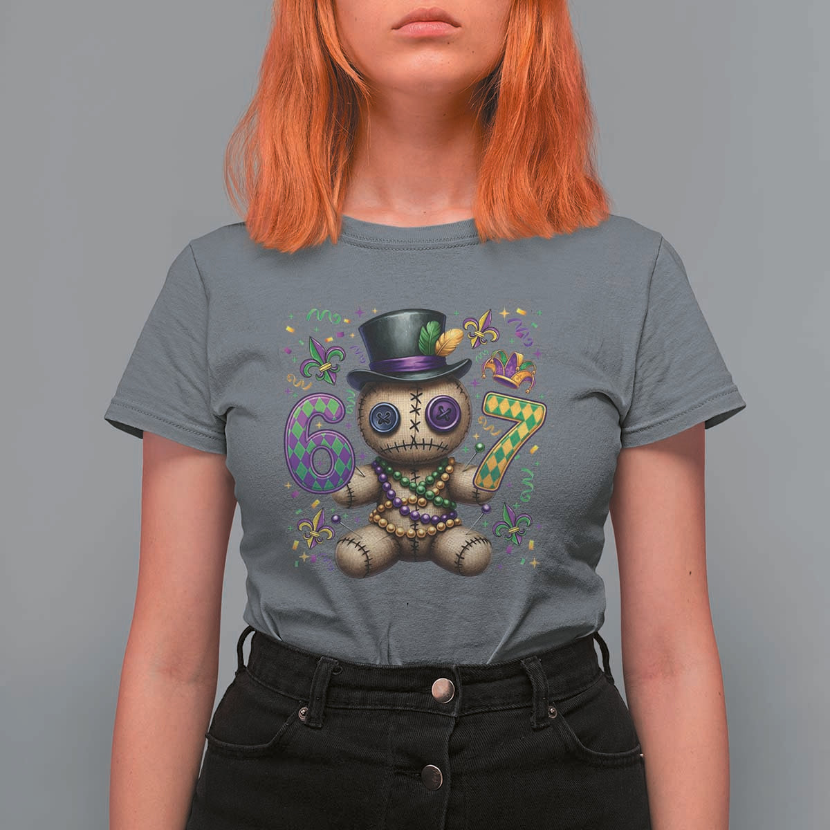 Funny Mardi Gras 67 Voodoo Doll T Shirt For Women Fat Tuesday Six Seven Meme