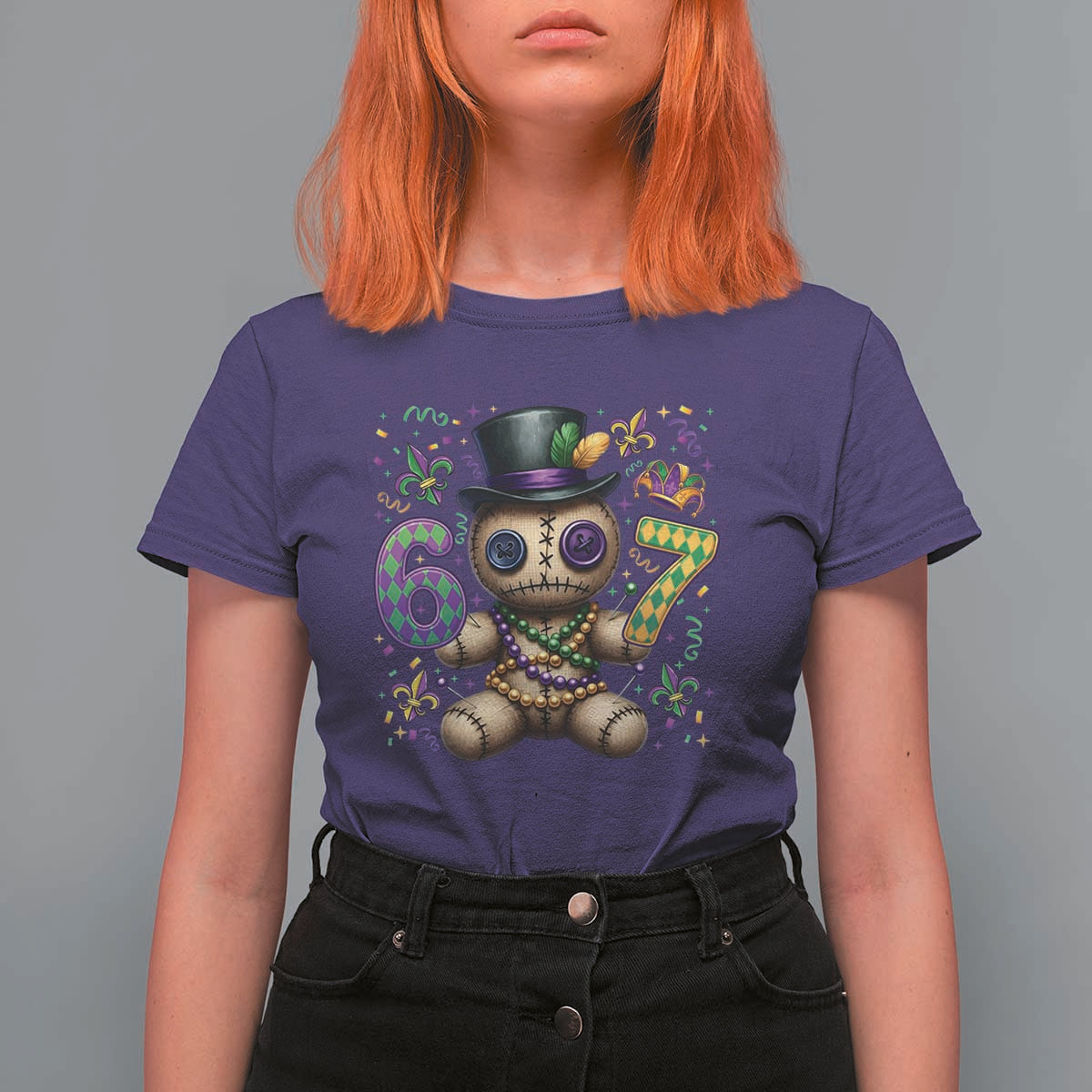 Funny Mardi Gras 67 Voodoo Doll T Shirt For Women Fat Tuesday Six Seven Meme