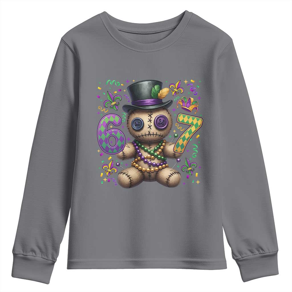 Funny Mardi Gras 67 Voodoo Doll Youth Sweatshirt Fat Tuesday Six Seven Meme