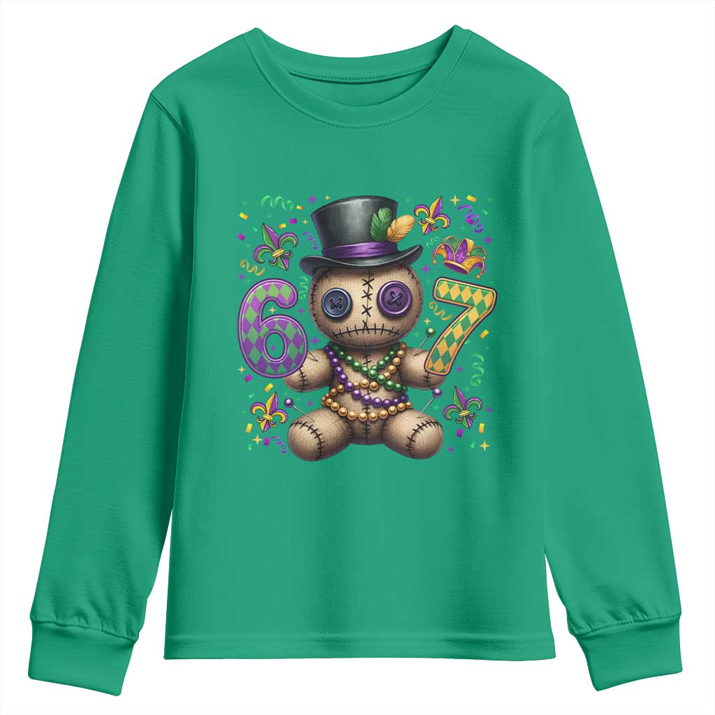Funny Mardi Gras 67 Voodoo Doll Youth Sweatshirt Fat Tuesday Six Seven Meme