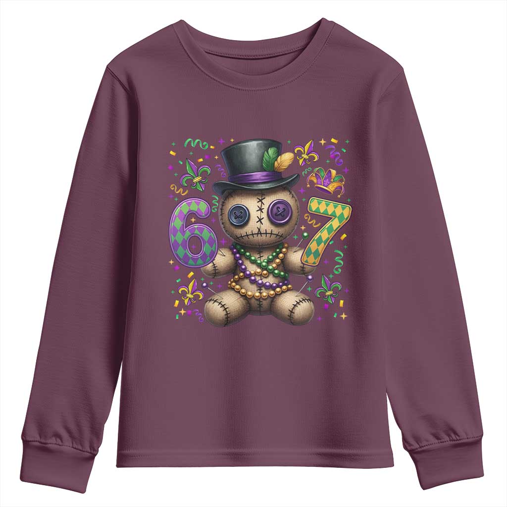 Funny Mardi Gras 67 Voodoo Doll Youth Sweatshirt Fat Tuesday Six Seven Meme