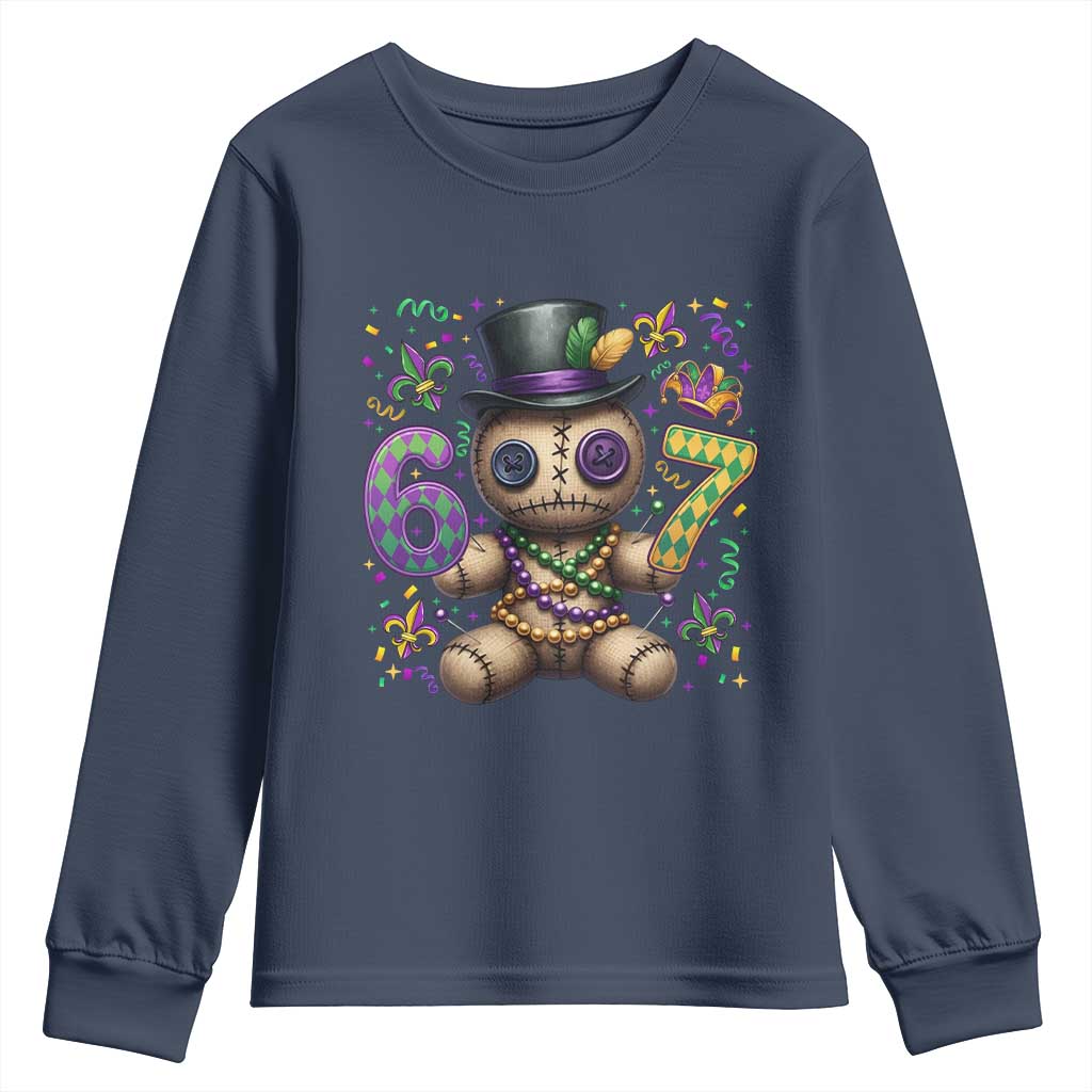Funny Mardi Gras 67 Voodoo Doll Youth Sweatshirt Fat Tuesday Six Seven Meme