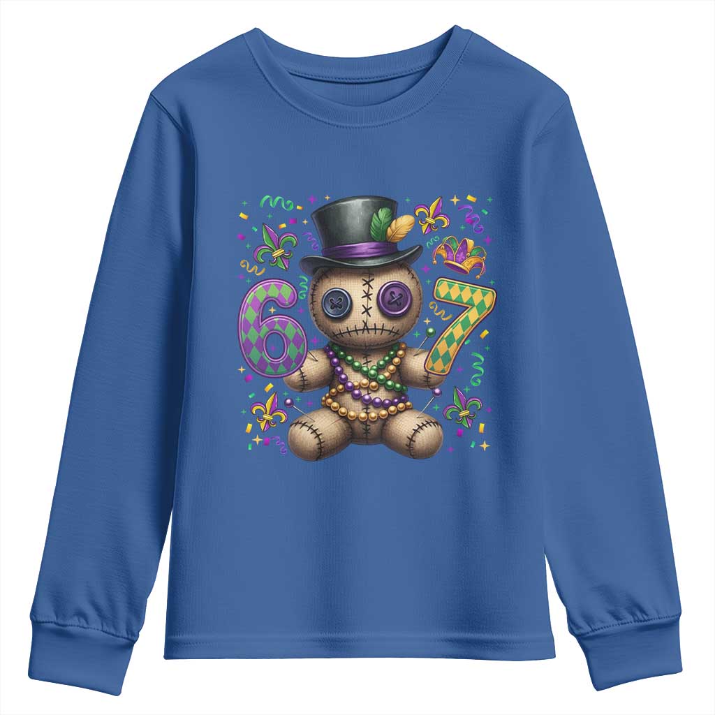 Funny Mardi Gras 67 Voodoo Doll Youth Sweatshirt Fat Tuesday Six Seven Meme