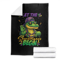 Let The Shenanigans Begin Mardi Gras 67 Meme Throw Blanket Funny Alligator Mardigator Six Seven