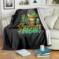 Let The Shenanigans Begin Mardi Gras 67 Meme Throw Blanket Funny Alligator Mardigator Six Seven