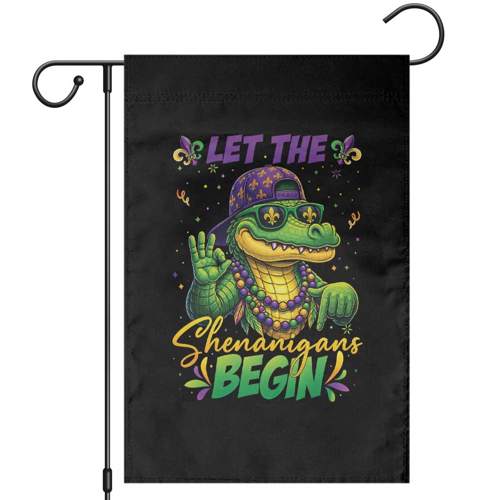 Let The Shenanigans Begin Mardi Gras 67 Meme Garden Flag Funny Alligator Mardigator Six Seven