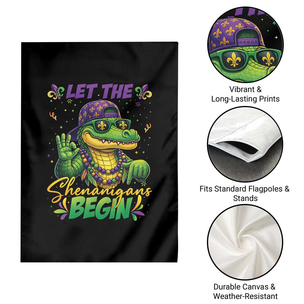 Let The Shenanigans Begin Mardi Gras 67 Meme Garden Flag Funny Alligator Mardigator Six Seven