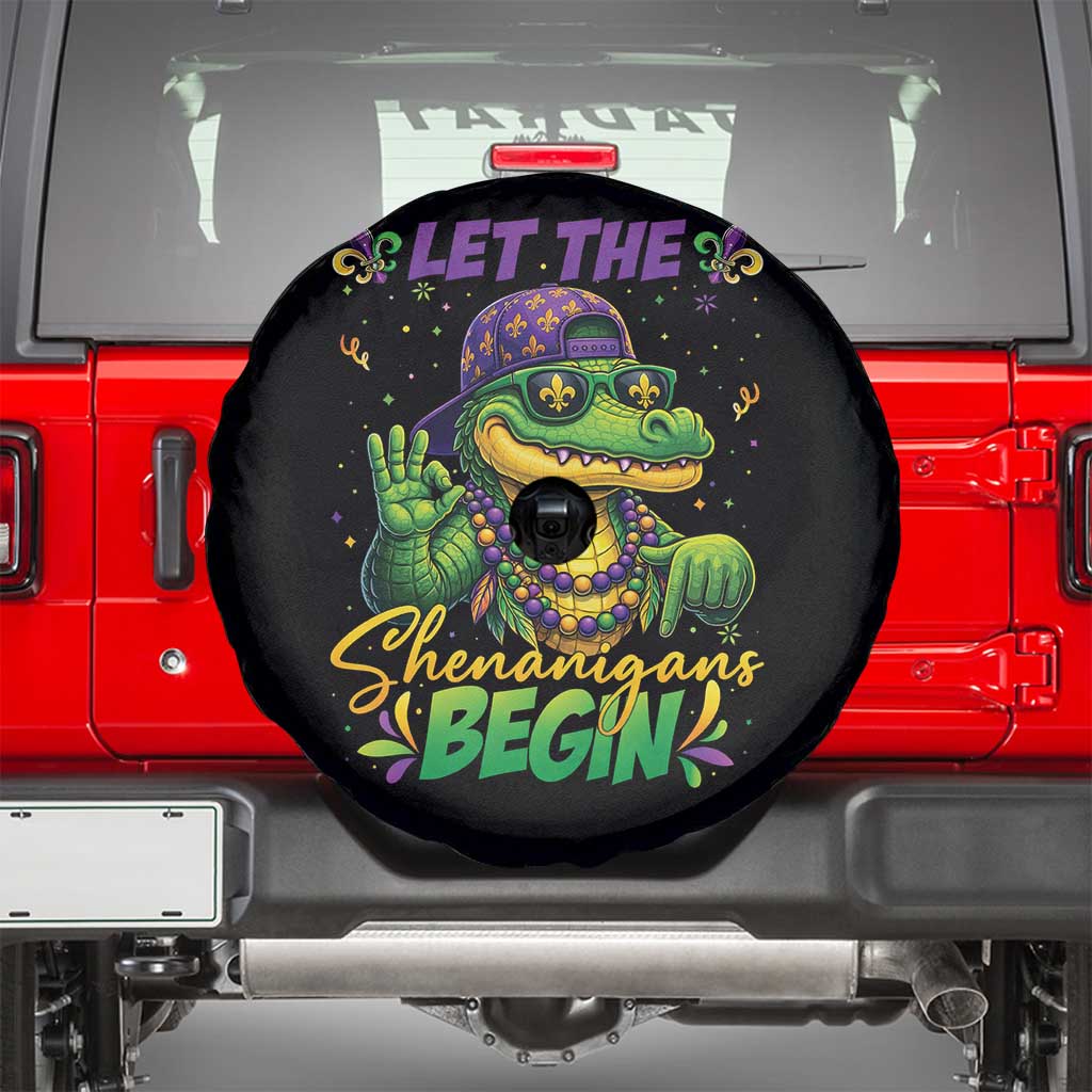 Let The Shenanigans Begin Mardi Gras 67 Meme Spare Tire Cover Funny Alligator Mardigator Six Seven