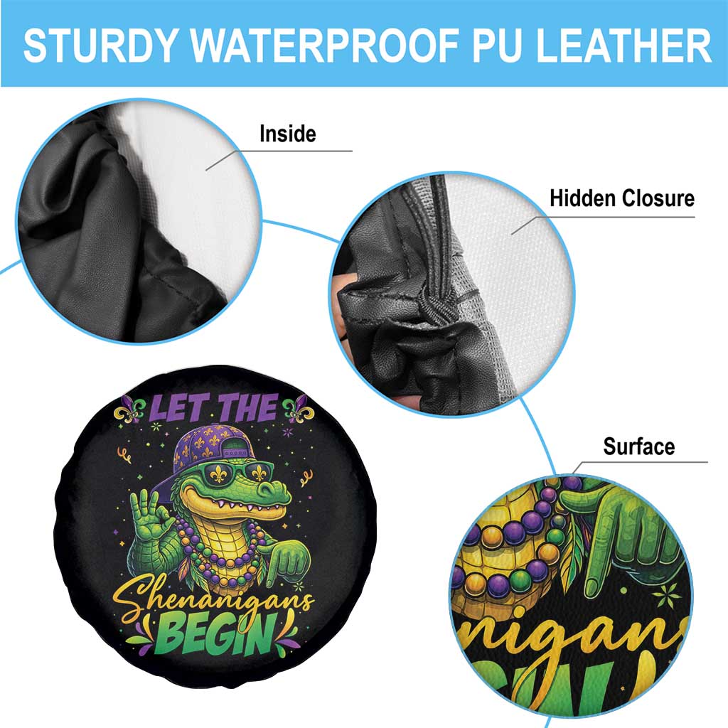 Let The Shenanigans Begin Mardi Gras 67 Meme Spare Tire Cover Funny Alligator Mardigator Six Seven