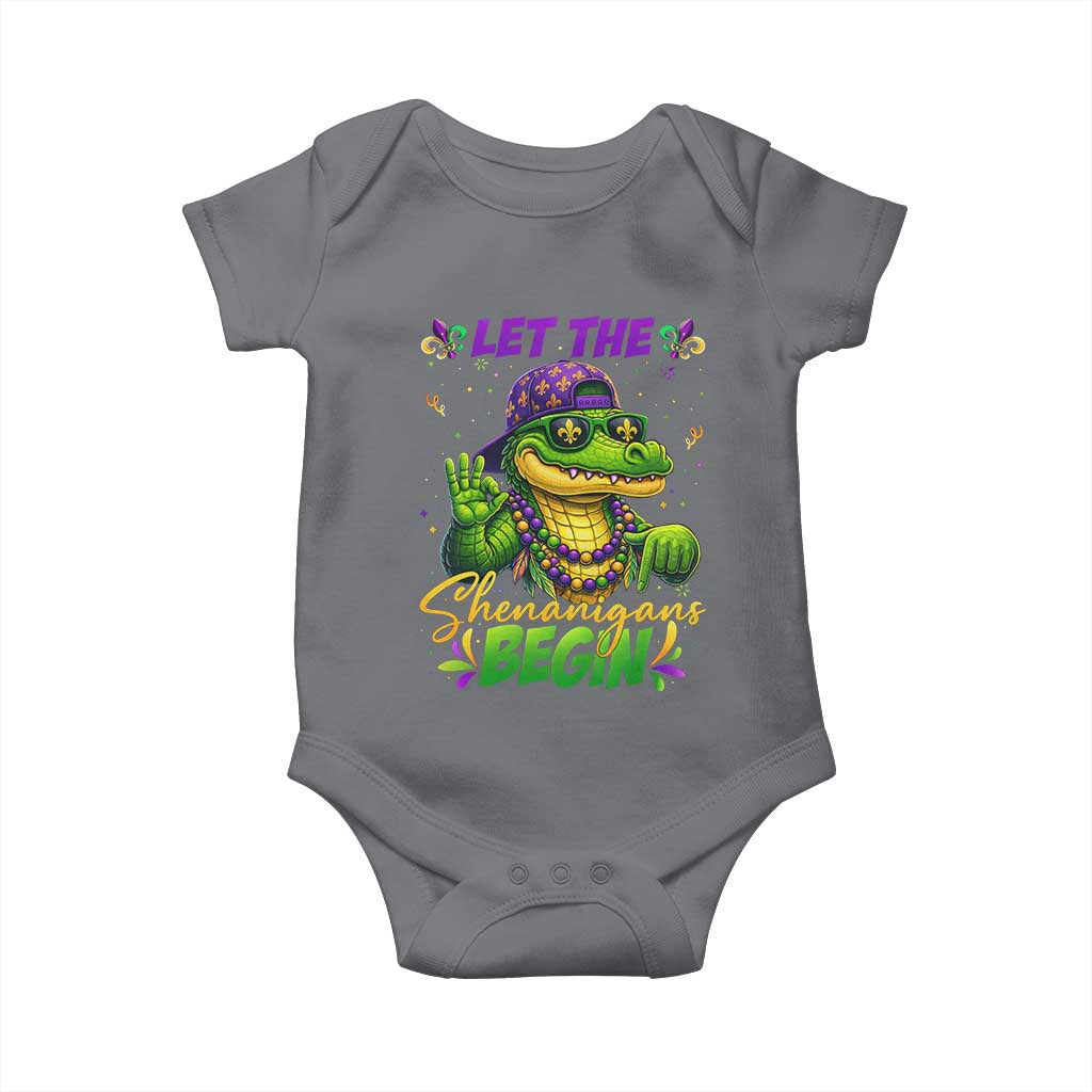 Let The Shenanigans Begin Mardi Gras 67 Meme Baby Onesie Funny Alligator Mardigator Six Seven