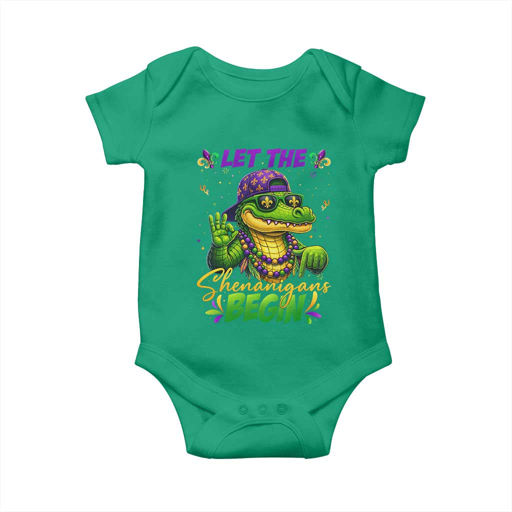 Let The Shenanigans Begin Mardi Gras 67 Meme Baby Onesie Funny Alligator Mardigator Six Seven
