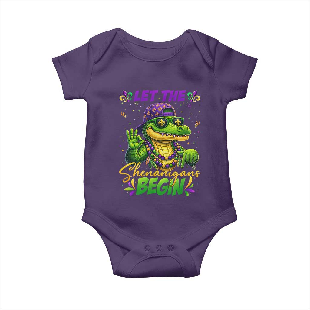 Let The Shenanigans Begin Mardi Gras 67 Meme Baby Onesie Funny Alligator Mardigator Six Seven