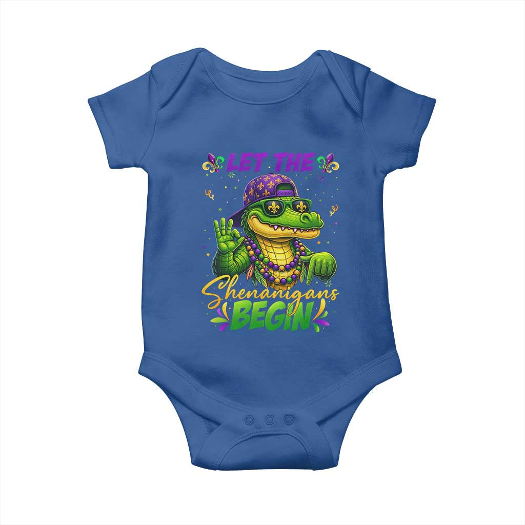 Let The Shenanigans Begin Mardi Gras 67 Meme Baby Onesie Funny Alligator Mardigator Six Seven