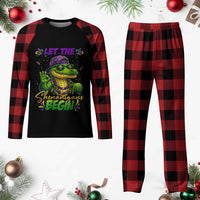 Let The Shenanigans Begin Mardi Gras 67 Meme Plaid Pajama Set Funny Alligator Mardigator Six Seven