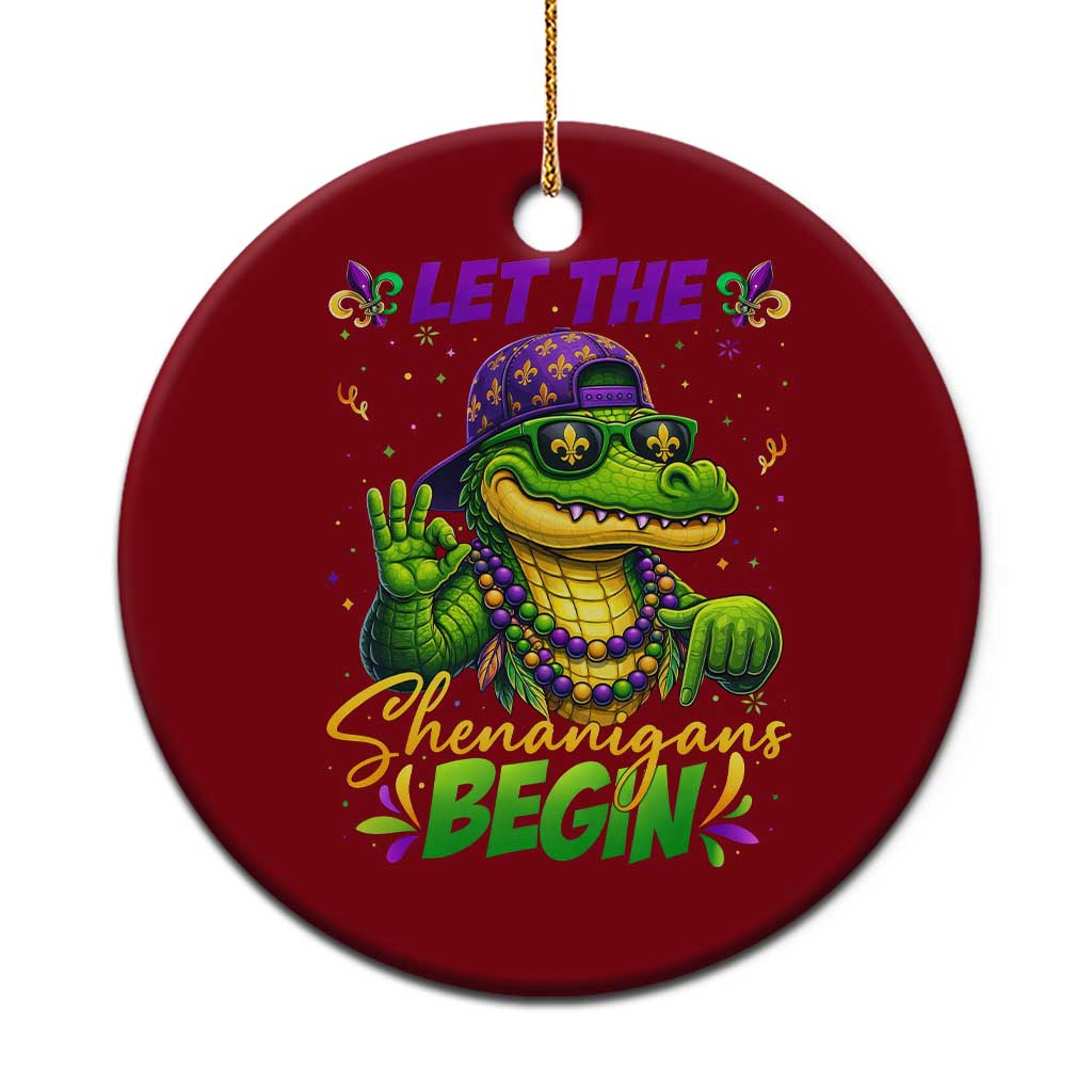 Let The Shenanigans Begin Mardi Gras 67 Meme Ceramic Ornament Funny Alligator Mardigator Six Seven