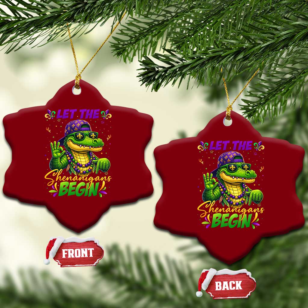 Let The Shenanigans Begin Mardi Gras 67 Meme Ceramic Ornament Funny Alligator Mardigator Six Seven