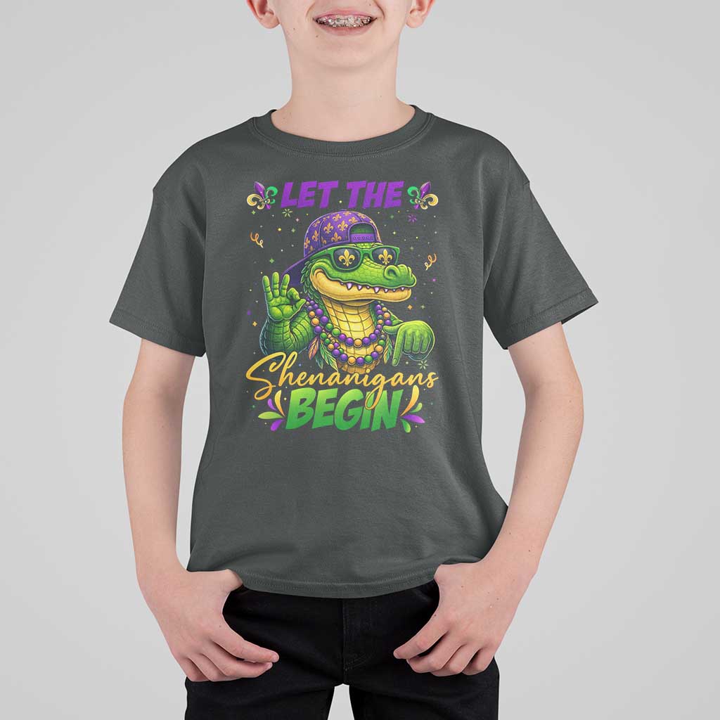 Let The Shenanigans Begin Mardi Gras 67 Meme T Shirt For Kid Funny Alligator Mardigator Six Seven