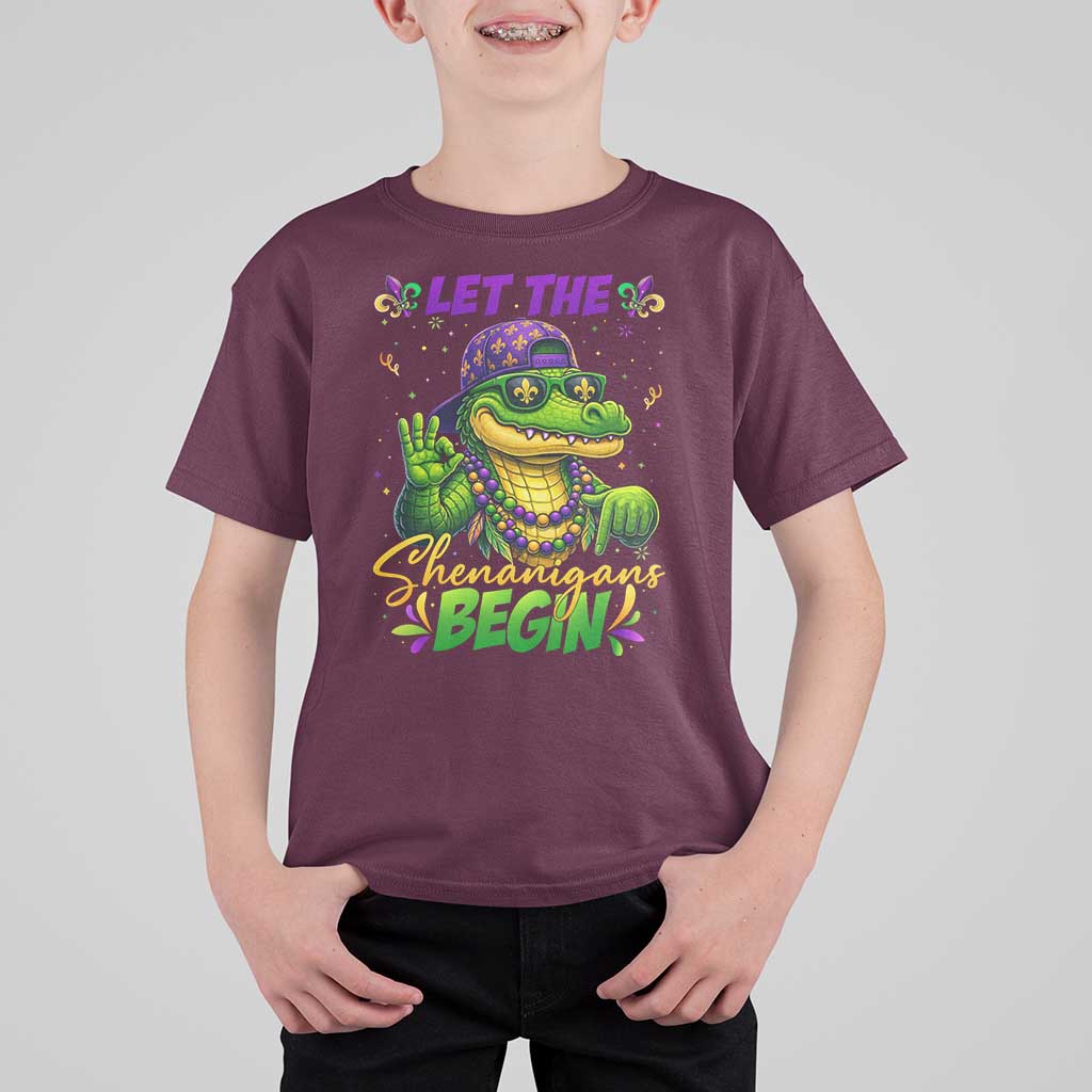 Let The Shenanigans Begin Mardi Gras 67 Meme T Shirt For Kid Funny Alligator Mardigator Six Seven
