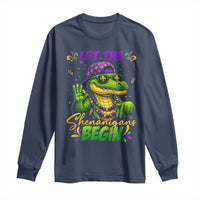 Let The Shenanigans Begin Mardi Gras 67 Meme Long Sleeve Shirt Funny Alligator Mardigator Six Seven