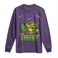 Let The Shenanigans Begin Mardi Gras 67 Meme Long Sleeve Shirt Funny Alligator Mardigator Six Seven