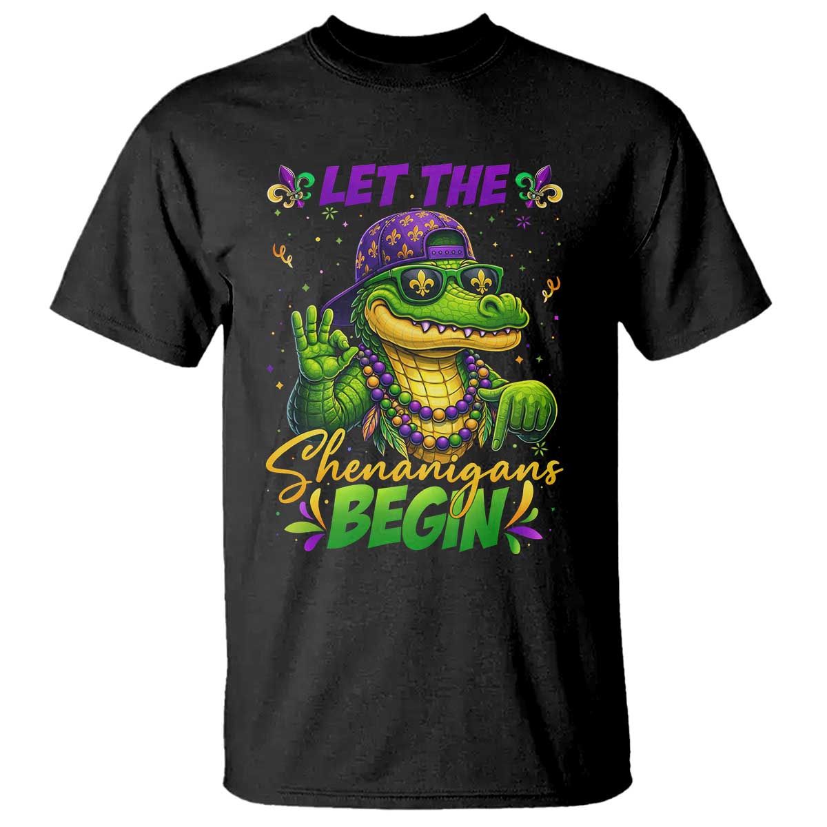 Let The Shenanigans Begin Mardi Gras 67 Meme T Shirt Funny Alligator Mardigator Six Seven