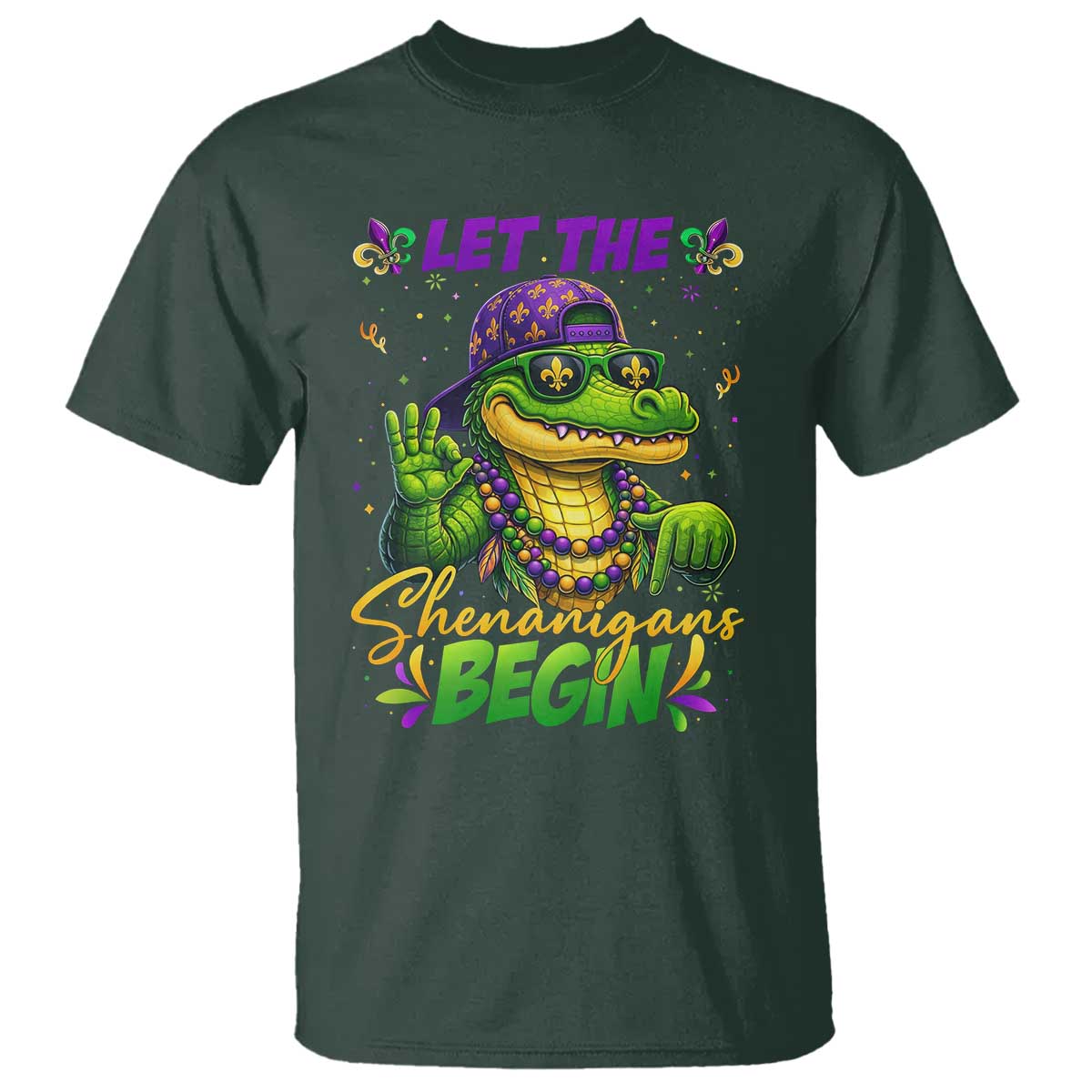 Let The Shenanigans Begin Mardi Gras 67 Meme T Shirt Funny Alligator Mardigator Six Seven