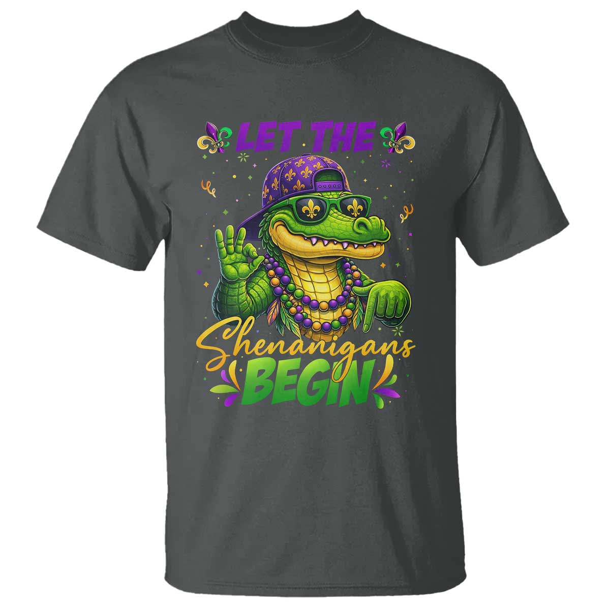 Let The Shenanigans Begin Mardi Gras 67 Meme T Shirt Funny Alligator Mardigator Six Seven