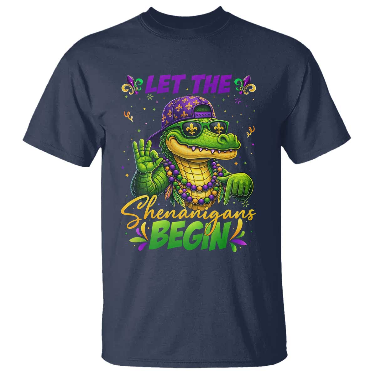 Let The Shenanigans Begin Mardi Gras 67 Meme T Shirt Funny Alligator Mardigator Six Seven