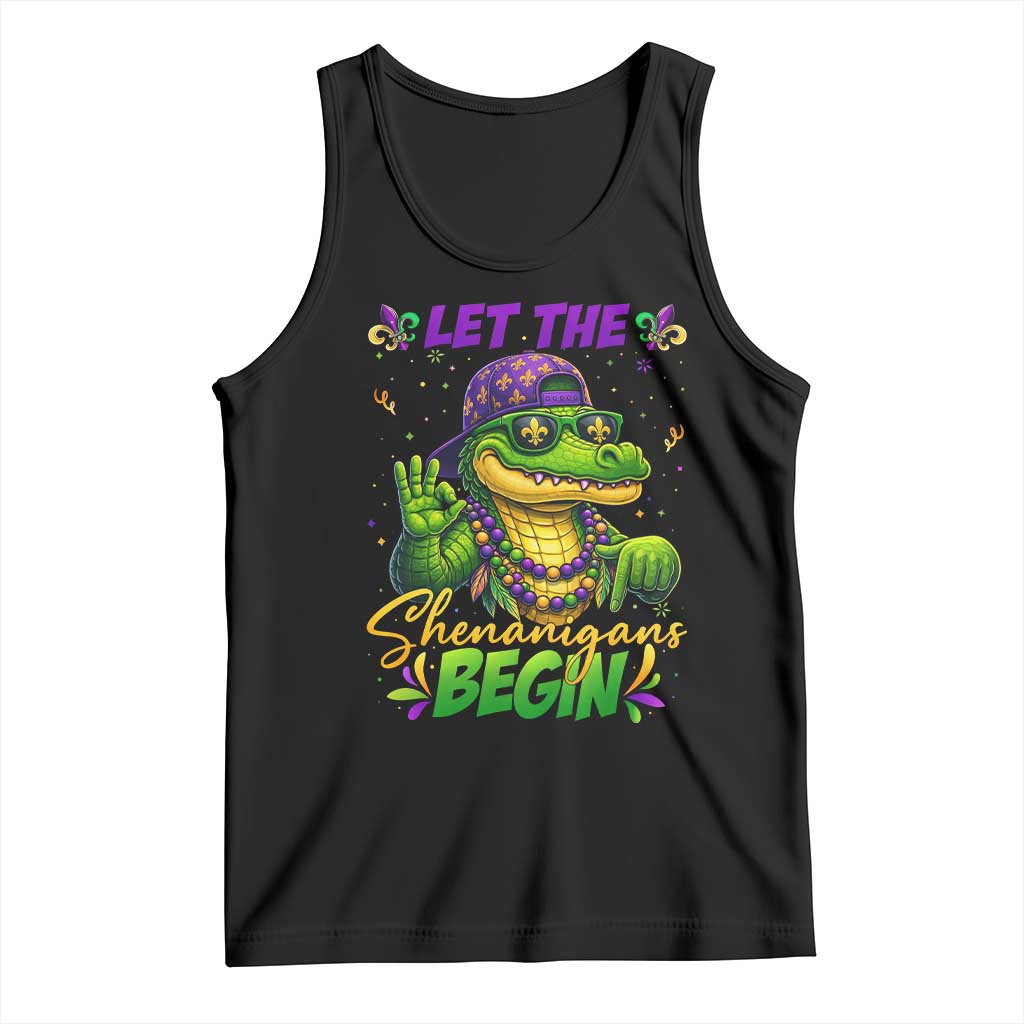 Let The Shenanigans Begin Mardi Gras 67 Meme Tank Top Funny Alligator Mardigator Six Seven