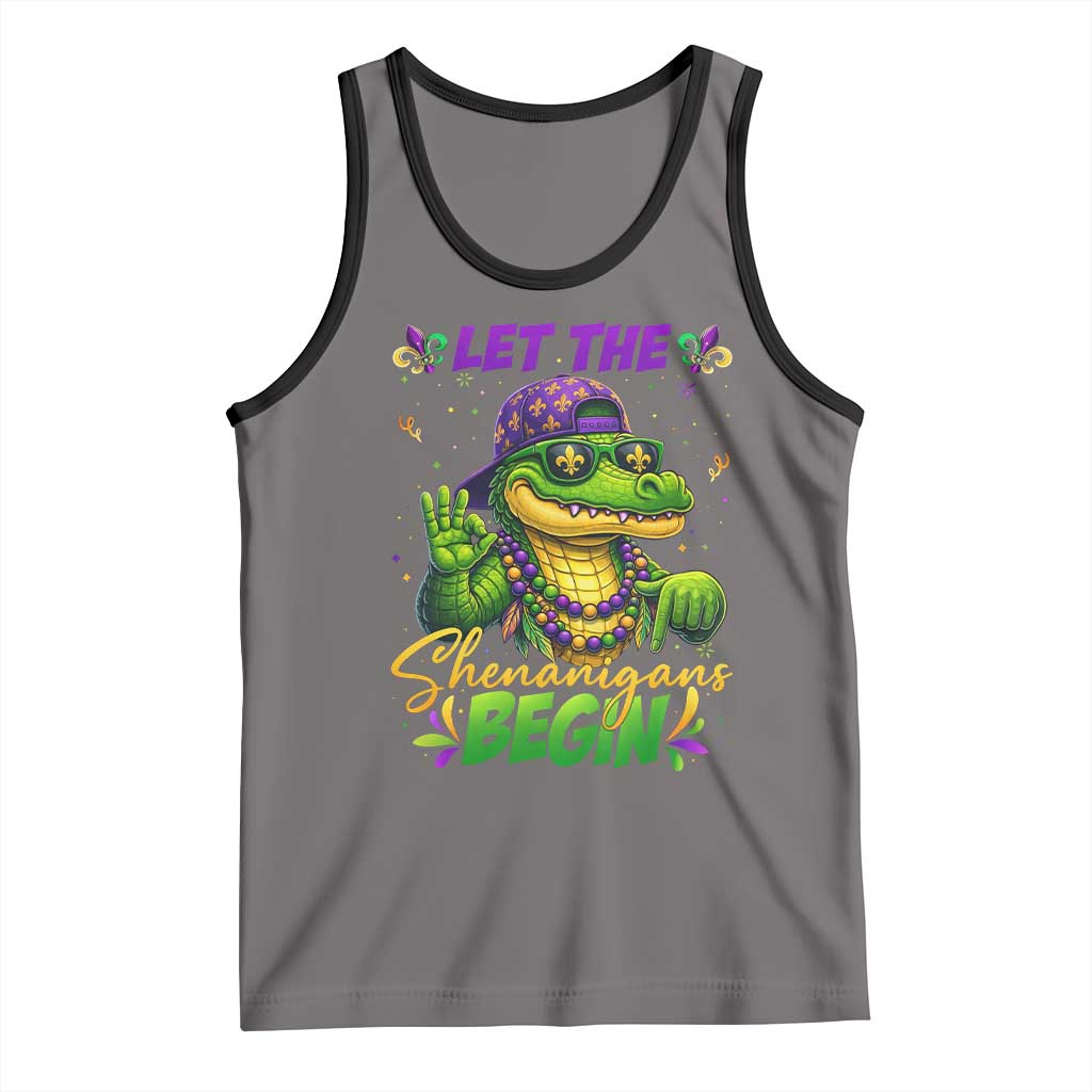Let The Shenanigans Begin Mardi Gras 67 Meme Tank Top Funny Alligator Mardigator Six Seven