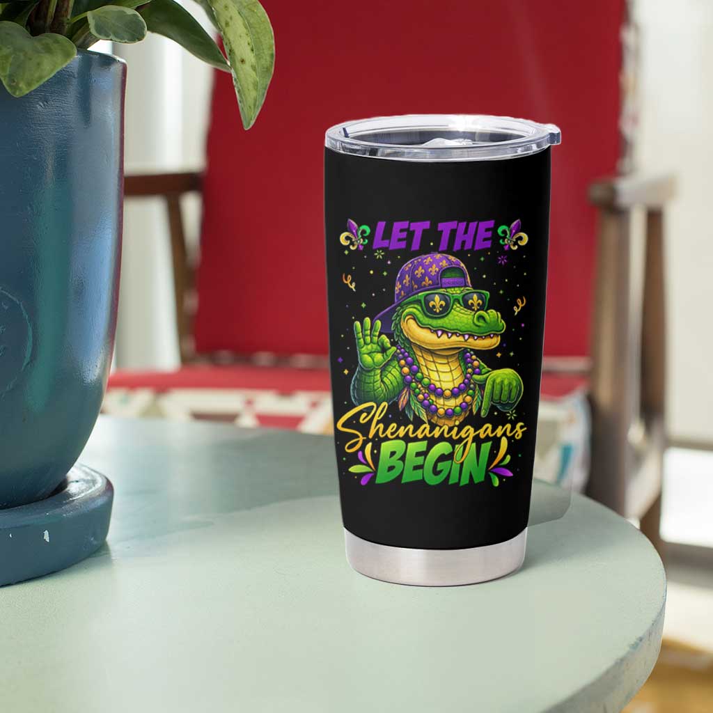 Let The Shenanigans Begin Mardi Gras 67 Meme Tumbler Cup Funny Alligator Mardigator Six Seven