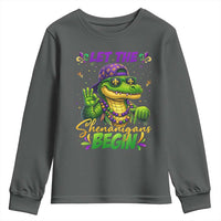Let The Shenanigans Begin Mardi Gras 67 Meme Youth Sweatshirt Funny Alligator Mardigator Six Seven