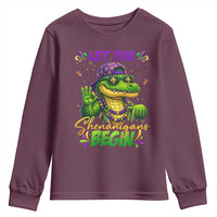Let The Shenanigans Begin Mardi Gras 67 Meme Youth Sweatshirt Funny Alligator Mardigator Six Seven