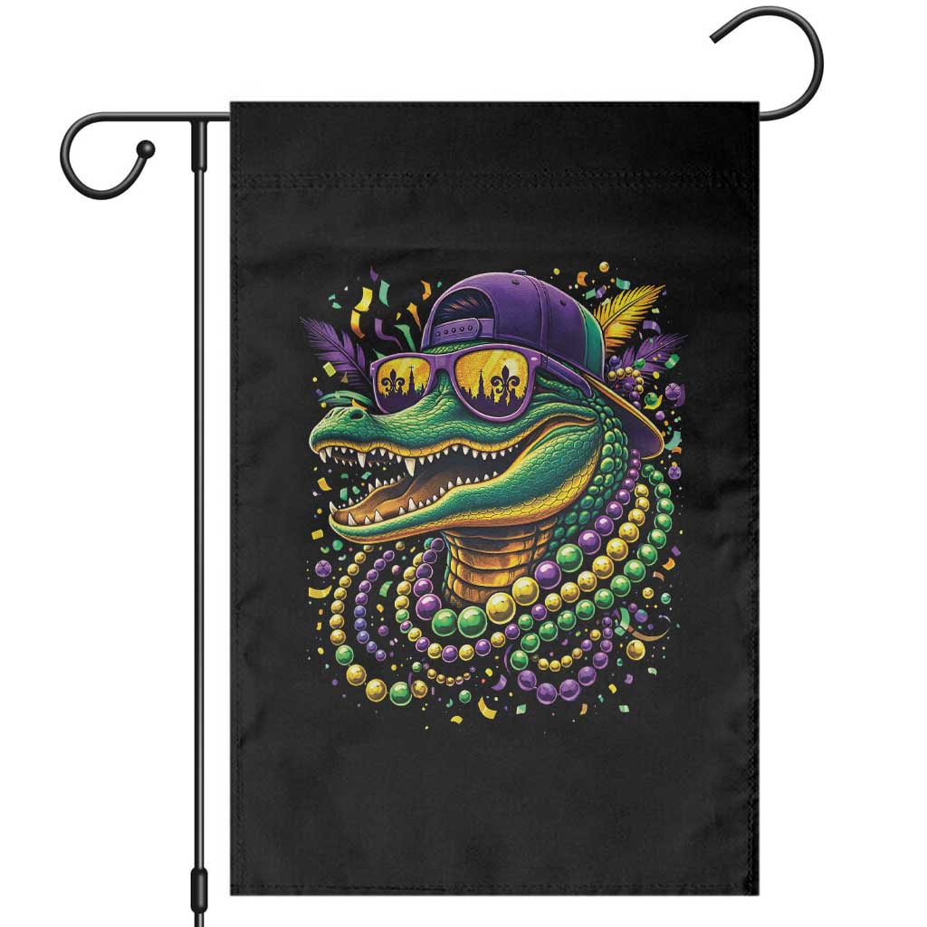 Mardigator Mardi Gras Alligator Carnival Beads Garden Flag