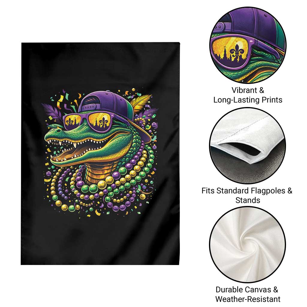 Mardigator Mardi Gras Alligator Carnival Beads Garden Flag