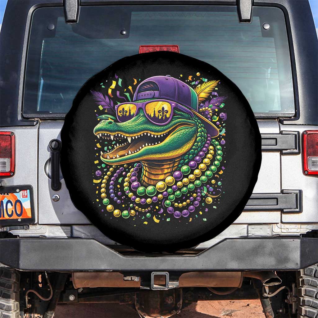 Mardigator Mardi Gras Alligator Carnival Beads Spare Tire Cover