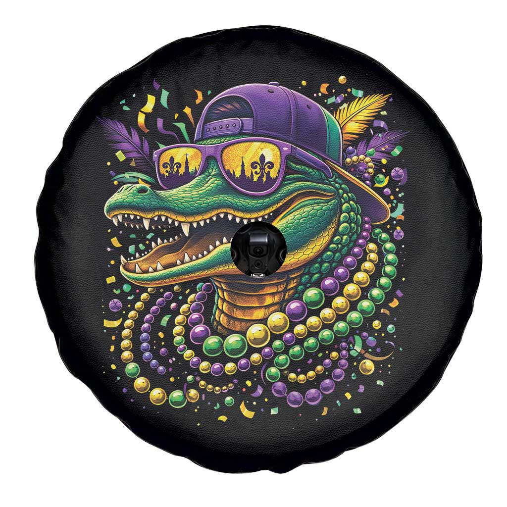 Mardigator Mardi Gras Alligator Carnival Beads Spare Tire Cover