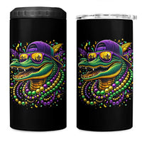 Mardigator Mardi Gras Alligator Carnival Beads 4 in 1 Can Cooler Tumbler