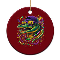 Mardigator Mardi Gras Alligator Carnival Beads Ceramic Ornament