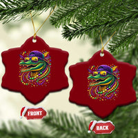Mardigator Mardi Gras Alligator Carnival Beads Ceramic Ornament