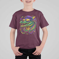 Mardigator Mardi Gras Alligator Carnival Beads T Shirt For Kid