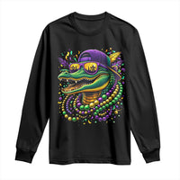 Mardigator Mardi Gras Alligator Carnival Beads Long Sleeve Shirt