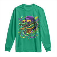 Mardigator Mardi Gras Alligator Carnival Beads Long Sleeve Shirt