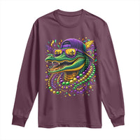 Mardigator Mardi Gras Alligator Carnival Beads Long Sleeve Shirt
