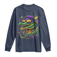 Mardigator Mardi Gras Alligator Carnival Beads Long Sleeve Shirt